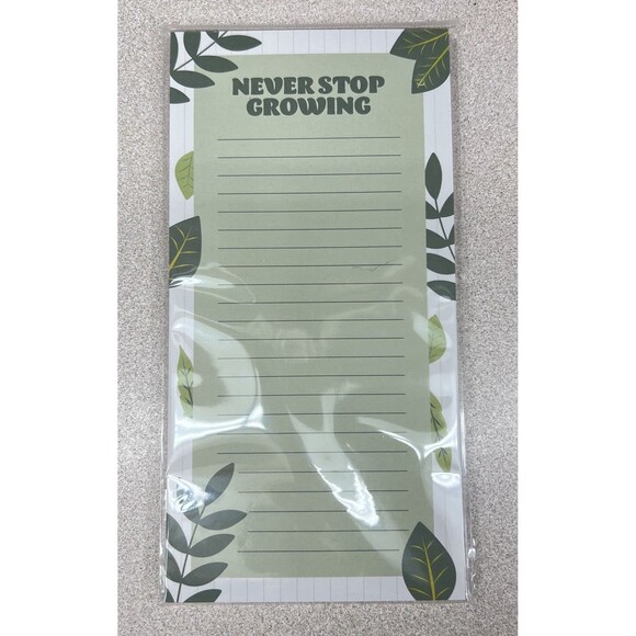 NEVER STOP GROWING Notepad List Pad Magnetic Lined Leaf Houseplants Botanical - Picture 3 of 5